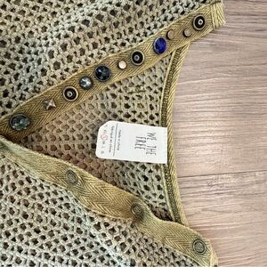 Vintage We The Free Olive Knit Top with Button Details